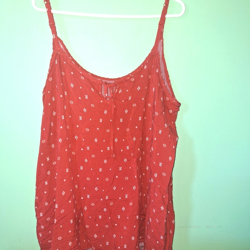 NWT TORRID 3X CHALLIS BRAIDED SLEEVELESS TANK GEO RUST COLOR
